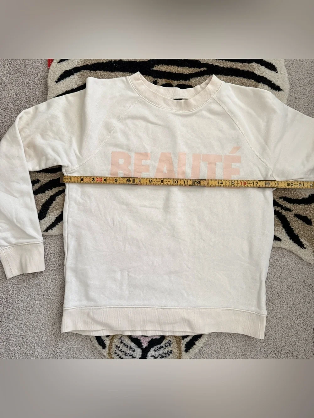 J.Crew Beauté Graphic Sweatshirt Cream Rose Gold Metallic